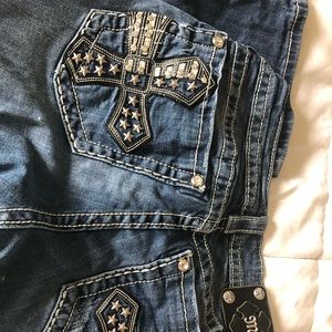 Miss Mee Jeans.  Beautiful Cross Back Pockets